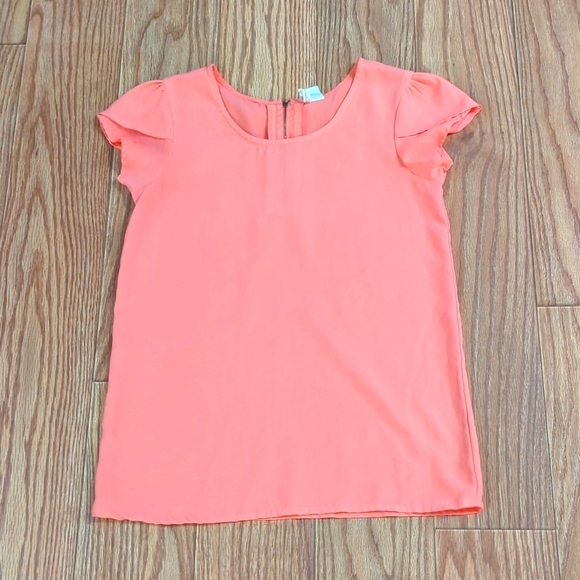 Japna peach short-sleeve ruffle sleeve blouse, women's S - Picture 1 of 5